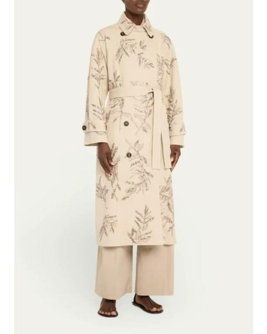 Herbarium Paillette Sequin Embroidered Belted Trench Coat