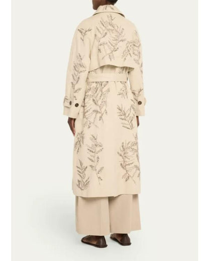 Herbarium Paillette Sequin Embroidered Belted Trench Coat