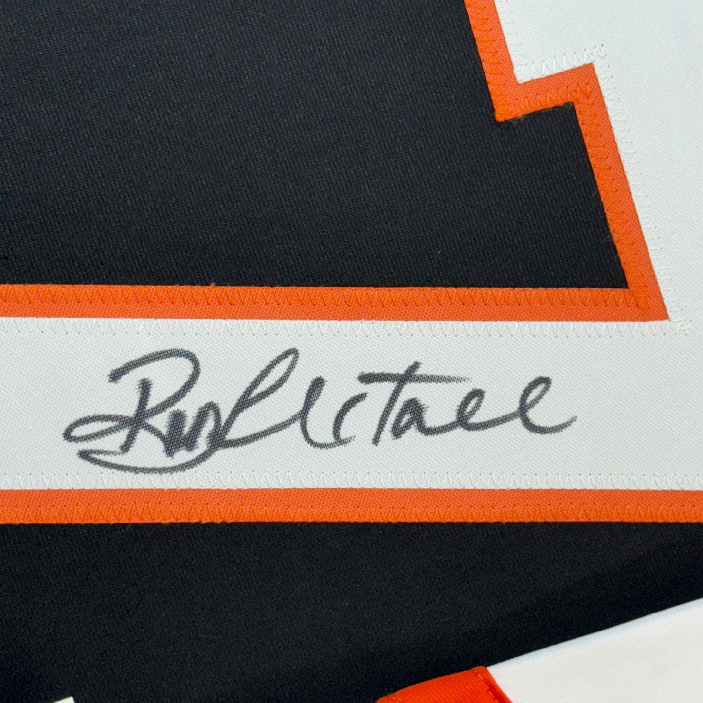 Framed Autographed/Signed Ron Hextall 35x39 Philadelphia Black Hockey Jersey JSA COA