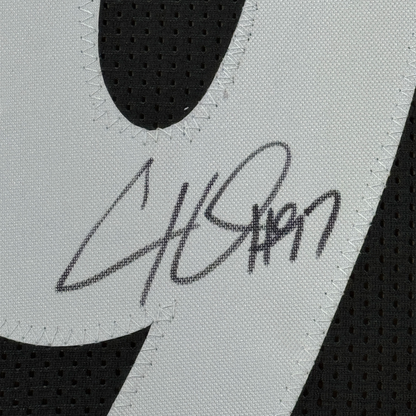 Framed Autographed/Signed Cameron Cam Heyward 35x39 Pittsburgh Black Football Jersey JSA COA