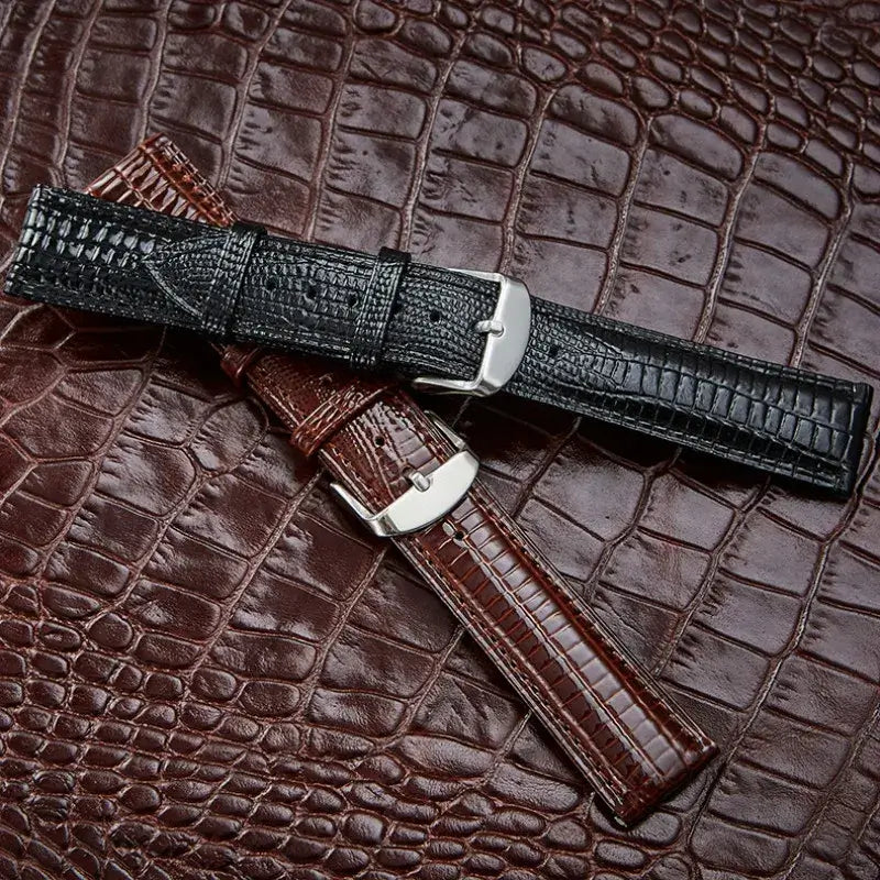 Suunto Race, Vertical & 9 Peak Lizard-Embossed Leather Buckle Band