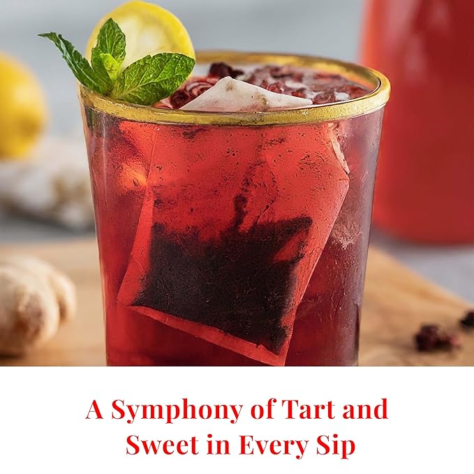 Akshit 50 Hibiscus Ginger Tea Bags – Natural Hibiscus Tea Blend with Hibiscus Flowers & Ginger Root