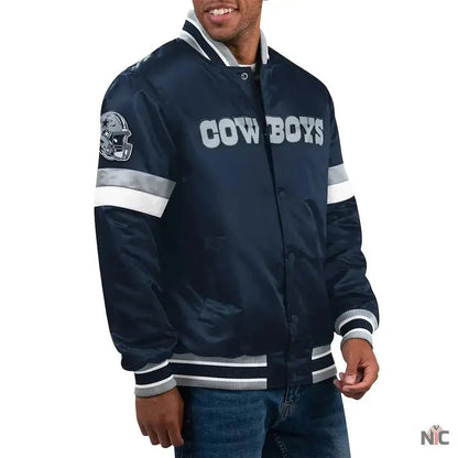 Home Game Dallas Cowboys Navy Satin Jacket