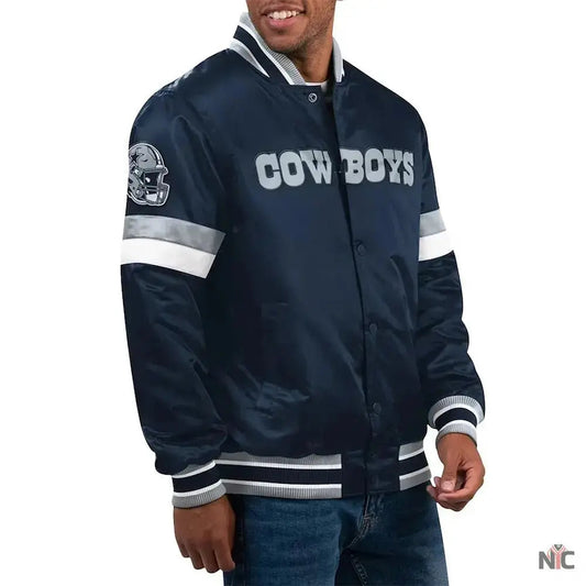 Home Game Dallas Cowboys Navy Satin Jacket