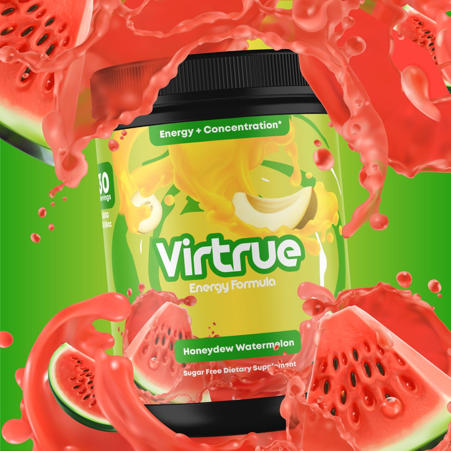Watermelon Pre-Workout Energy Powder + Focus Boost & Hydration | Sugar Free