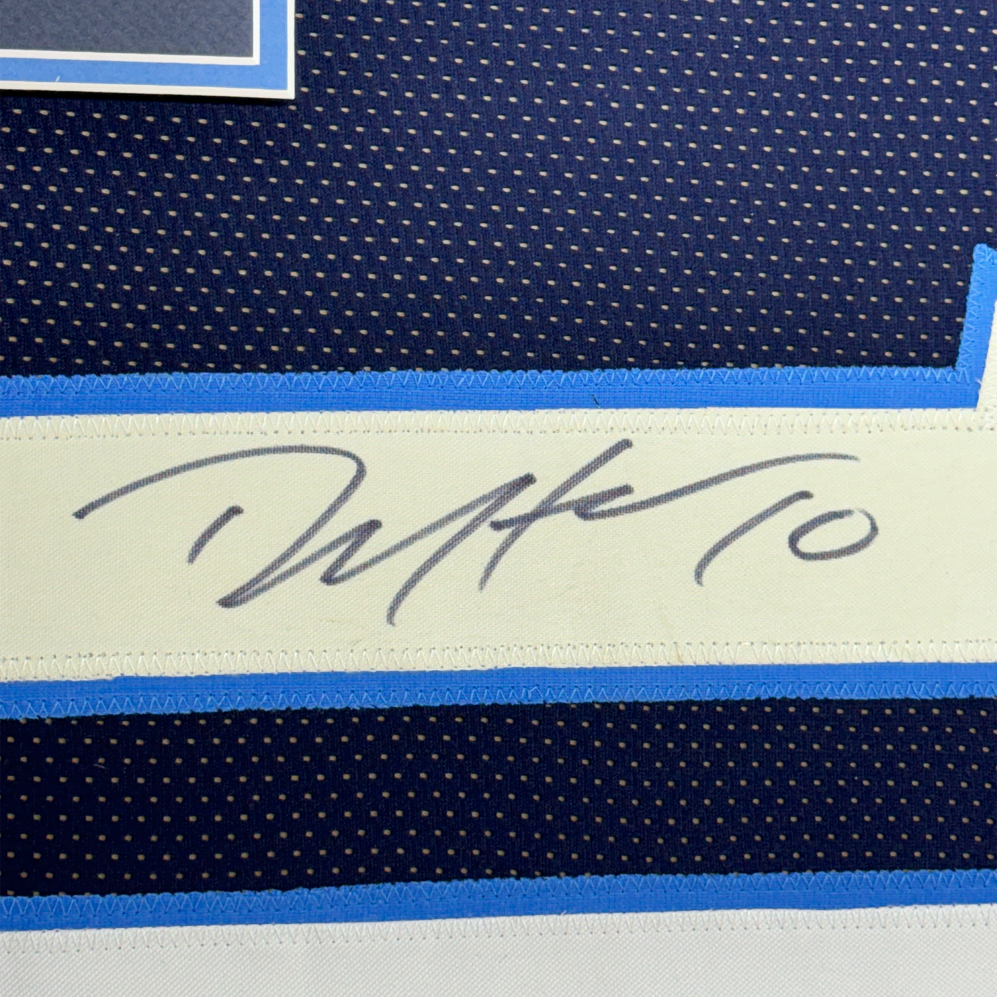 Framed Autographed/Signed DeAndre Hopkins 35x39 Tennessee Dark Blue Football Jersey JSA COA