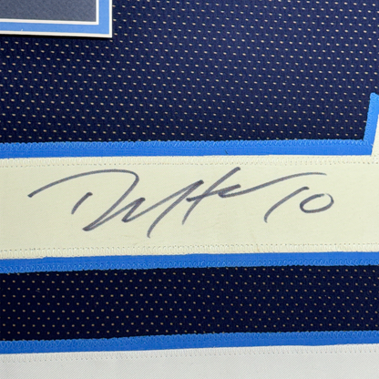 Framed Autographed/Signed DeAndre Hopkins 35x39 Tennessee Dark Blue Football Jersey JSA COA