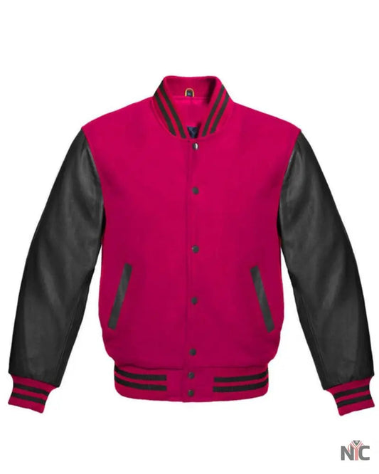 Hot Pink & Black Varsity Jacket