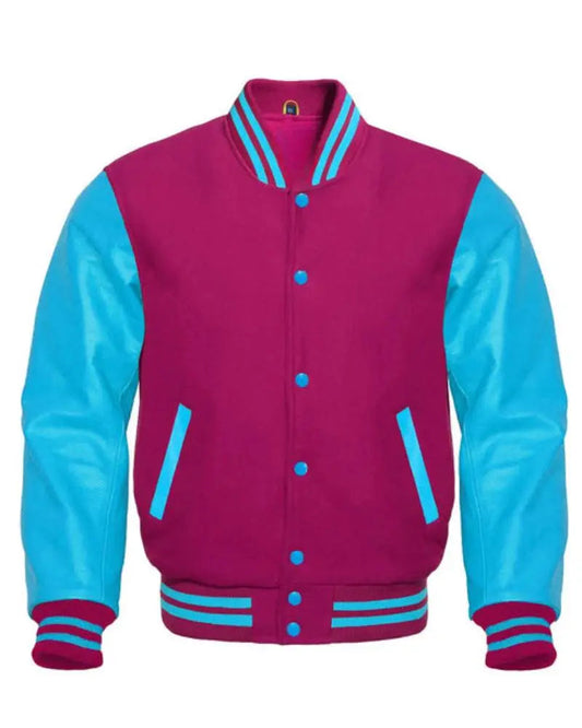 Hot Pink And Sky Blue Varsity Jacket