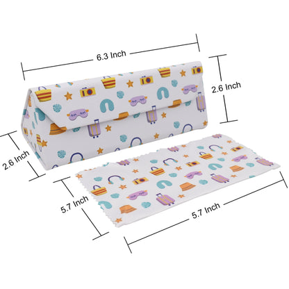 Travel & Trip Print Glasses Case - Vegan Leather Magic Folding Hardcase