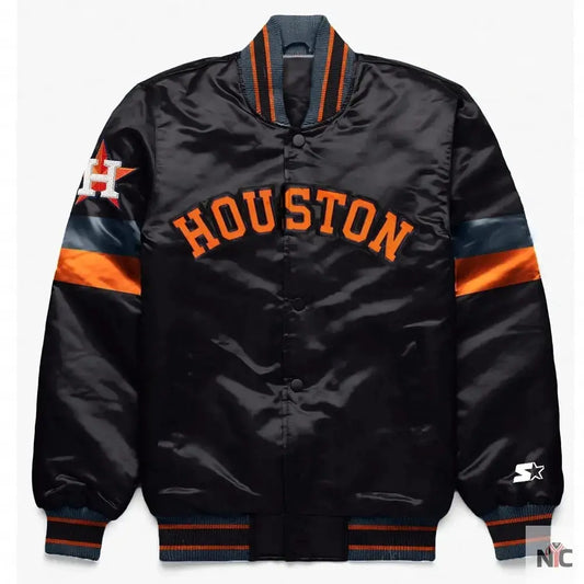 Houston Astros Home Game Black Varsity Satin Jacket