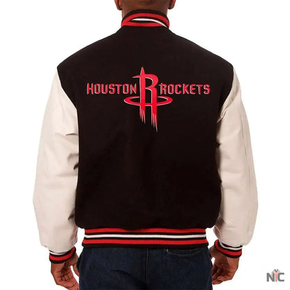 Houston Rockets Black and White Varsity Jacket