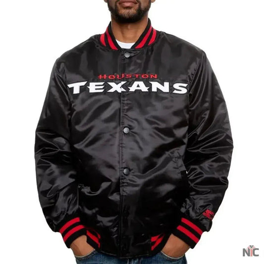 Houston Texans Black Satin Jacket