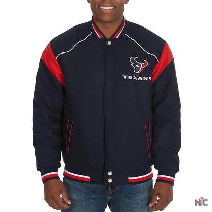Houston Texans Teddy Embroidered Varsity Wool Jacket