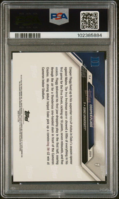 Graded 2024 Topps Bowman U Now Cooper Flagg #1 NCAA Debut Rookie RC Basketball Card PSA 10 Gem Mint