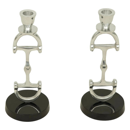 Huntley D Bit Pair of Candlesticks, Pair in Aluminum Silver Finish