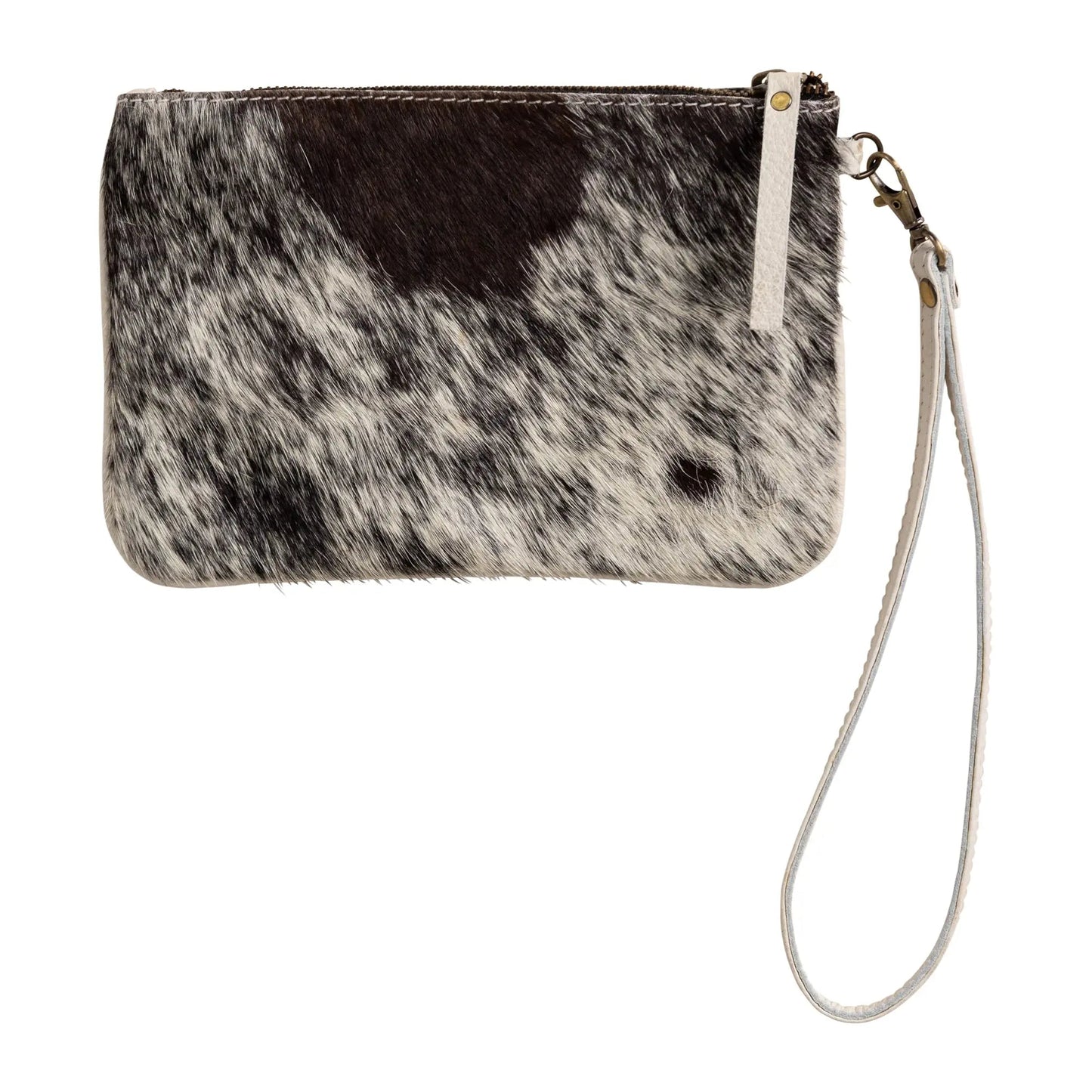 Huntley Equestrian Cowhide Wristlet Handbag Small with Zipper