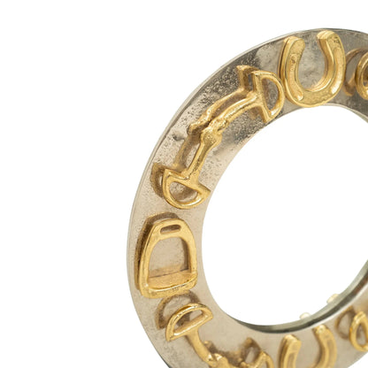 Huntley Equestrian Decorative Round Mirror with Horse shoes, Stirrups, and Bits, Gold