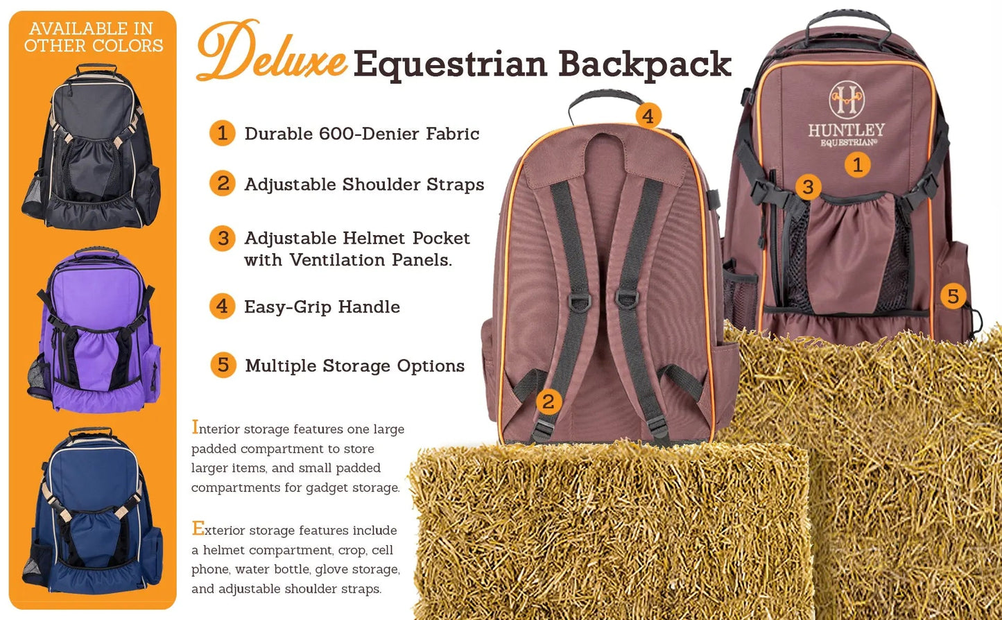 Huntley Equestrian Deluxe Equestrian Backpack, Brown