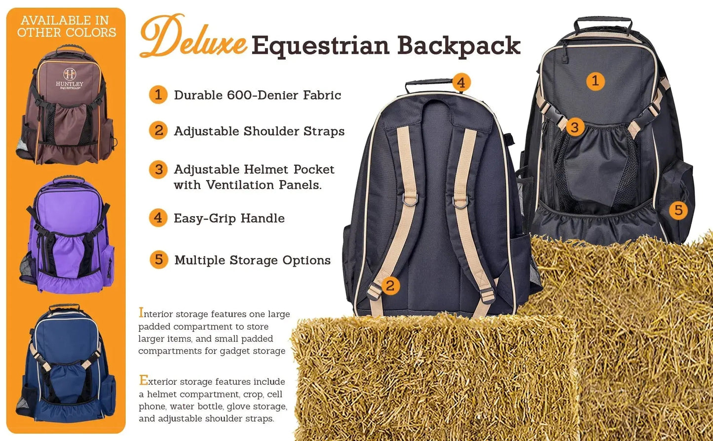 Huntley Equestrian Deluxe Equestrian Backpack, Brown