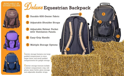 Huntley Equestrian Deluxe Equestrian Backpack, Brown