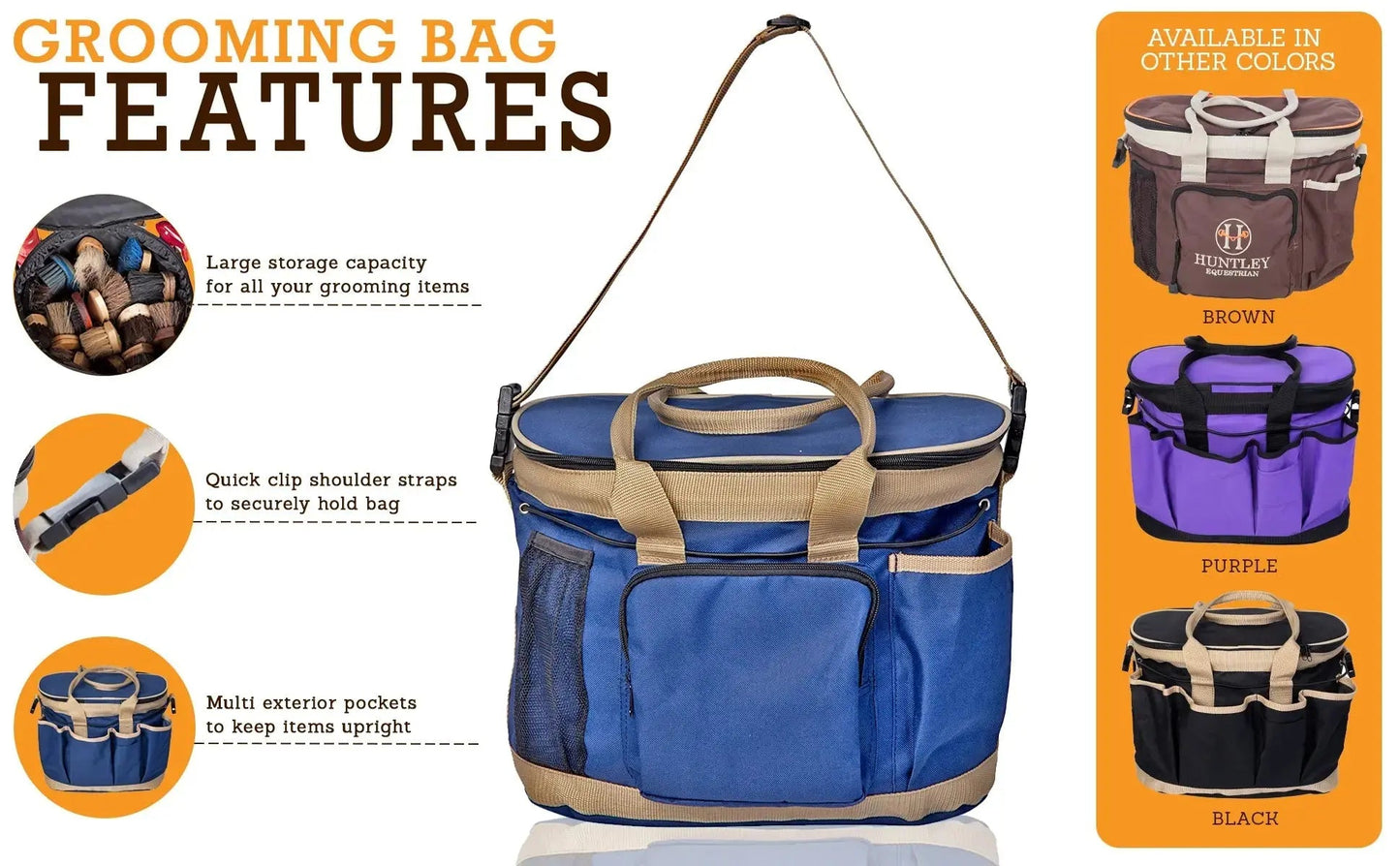 Huntley Equestrian Deluxe Grooming Bag, Brown