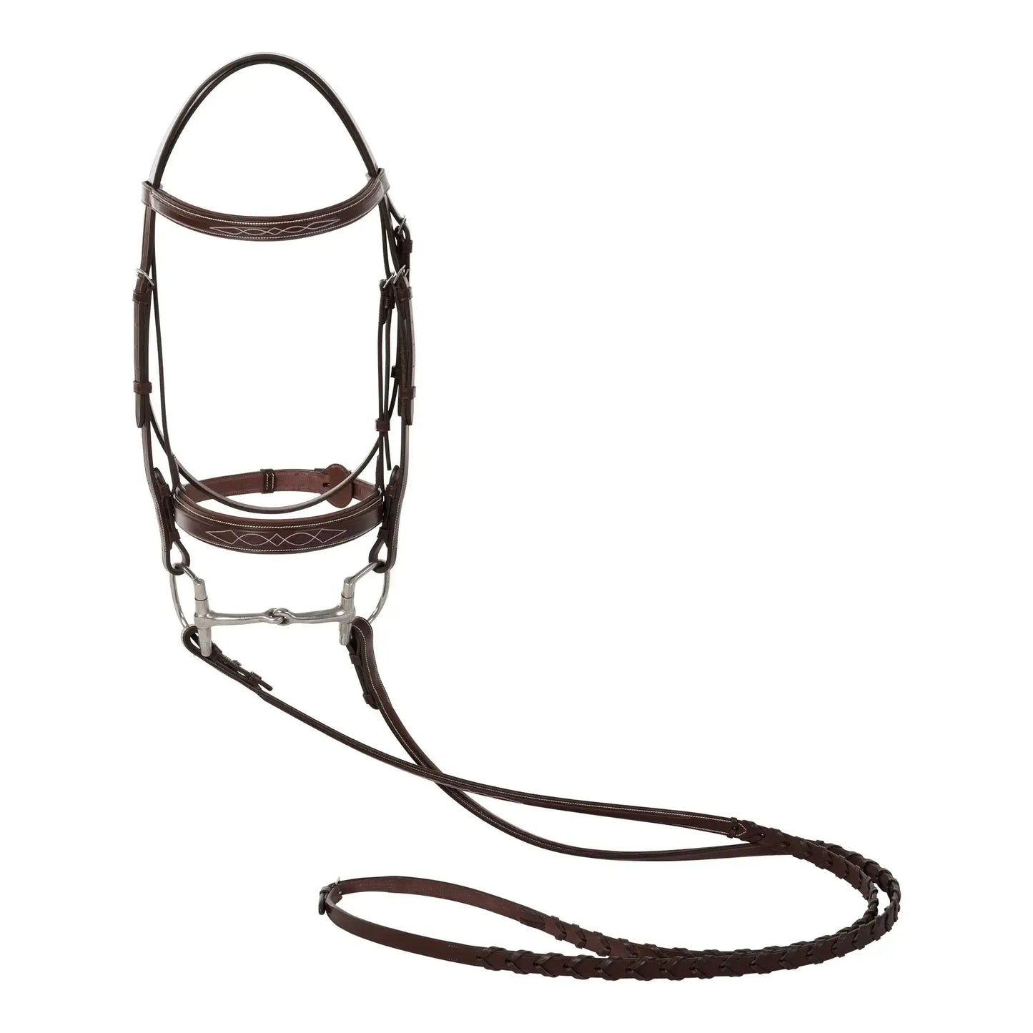 Huntley Equestrian Fancy Stitched Sedgwick Leather Padded Bridle with Reins