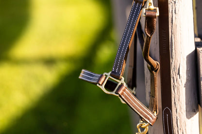 Huntley Equestrian Leather Lead with Brass Chain