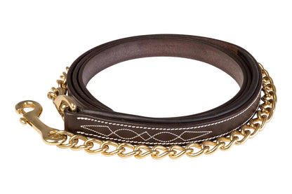 Huntley Equestrian Leather Lead with Brass Chain