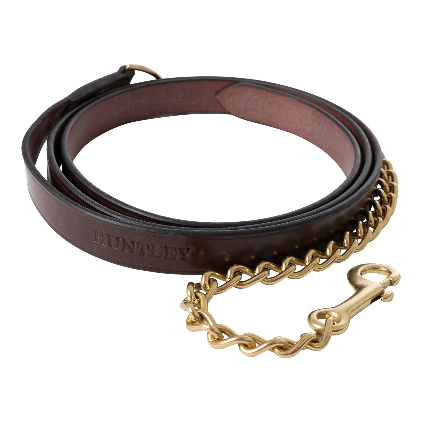 Huntley Equestrian Leather Lead with Brass Chain
