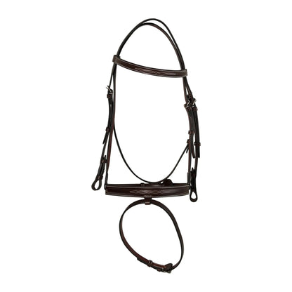 Huntley Equestrian Sedgwick Fancy Stitched Fixed Flash Noseband Bridle With Reins
