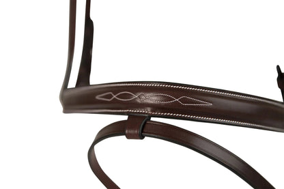 Huntley Equestrian Sedgwick Fancy Stitched Fixed Flash Noseband Bridle With Reins