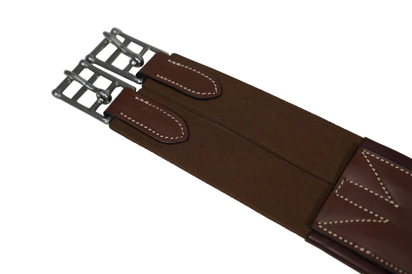 Huntley Equestrian Sedgwick Leather Fancy Stitched Padded Leather Contour Shaped Girth with Double End Elastic