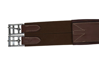 Huntley Equestrian Sedgwick Leather Fancy Stitched Padded Leather Contour Shaped Girth with Double End Elastic