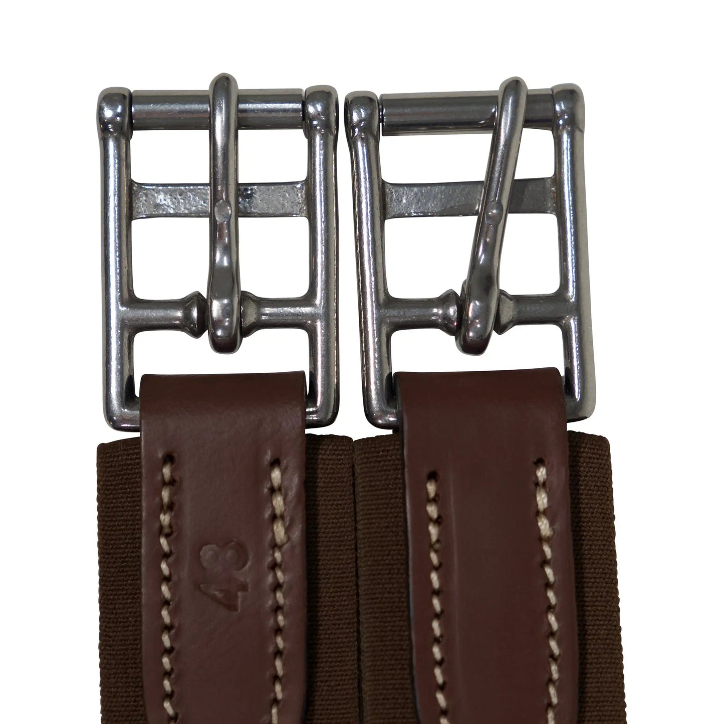 Huntley Equestrian Sedgwick Leather Fancy Stitched Padded Leather Contour Shaped Girth with Double End Elastic
