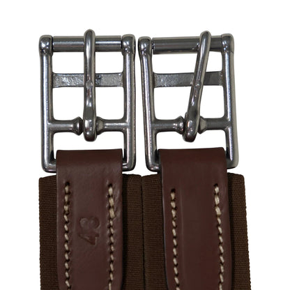 Huntley Equestrian Sedgwick Leather Fancy Stitched Padded Leather Contour Shaped Girth with Double End Elastic