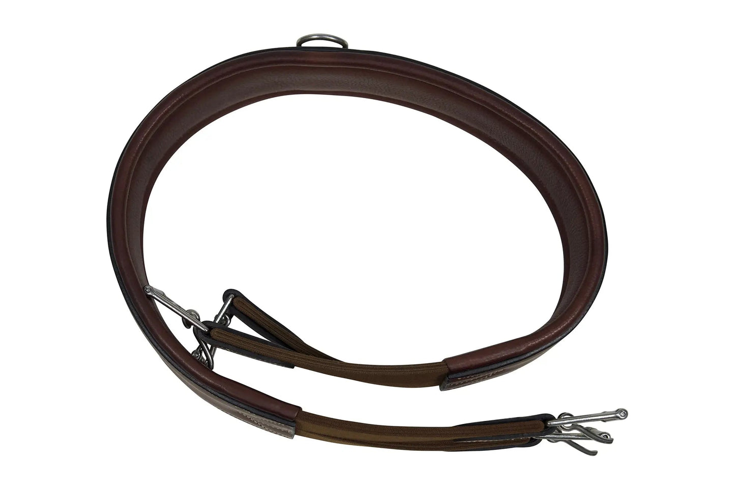 Huntley Equestrian Sedgwick Leather Fancy Stitched Padded Leather Contour Shaped Girth with Double End Elastic