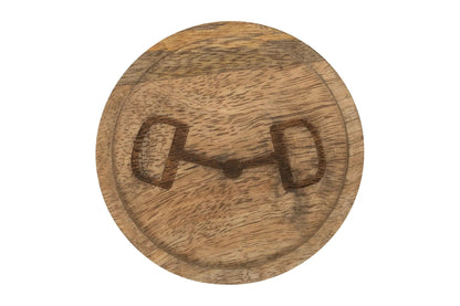 Huntley Equestrian Wooden Coasters with Decorative Bit Design, set of 4