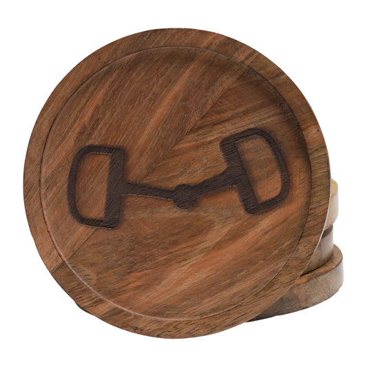 Huntley Equestrian Wooden Coasters with Decorative Bit Design, set of 4