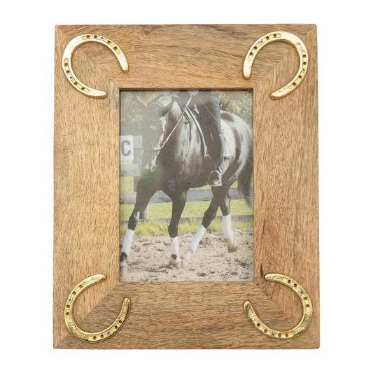Huntley Equestrian Wooden Picture Frame with Gold Horse Shoes, 5 x 7