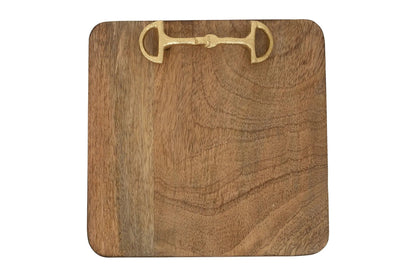 Huntley Equestrian Wooden Square Tray with Gold Bit