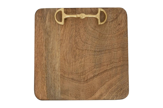 Huntley Equestrian Wooden Square Tray with Gold Bit
