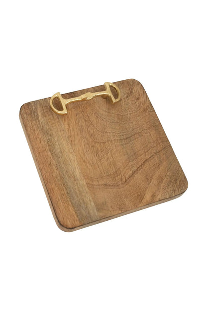 Huntley Equestrian Wooden Square Tray with Gold Bit