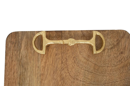 Huntley Equestrian Wooden Square Tray with Gold Bit