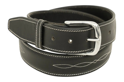 Huntley Fancy Stitched Ladies  1.5" Inch wide belt, Black