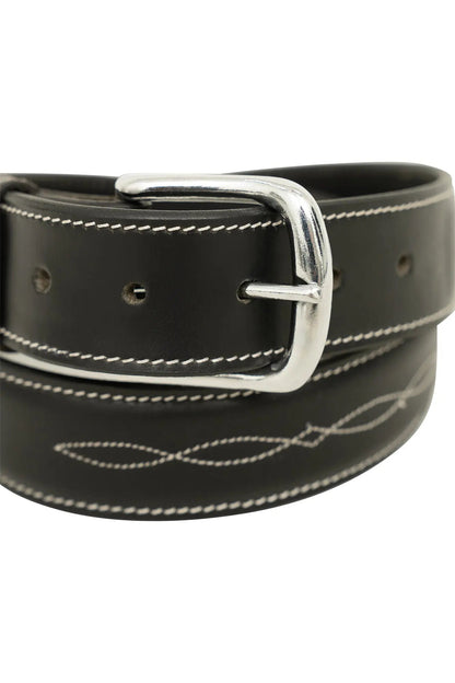 Huntley Fancy Stitched Ladies  1.5" Inch wide belt, Black