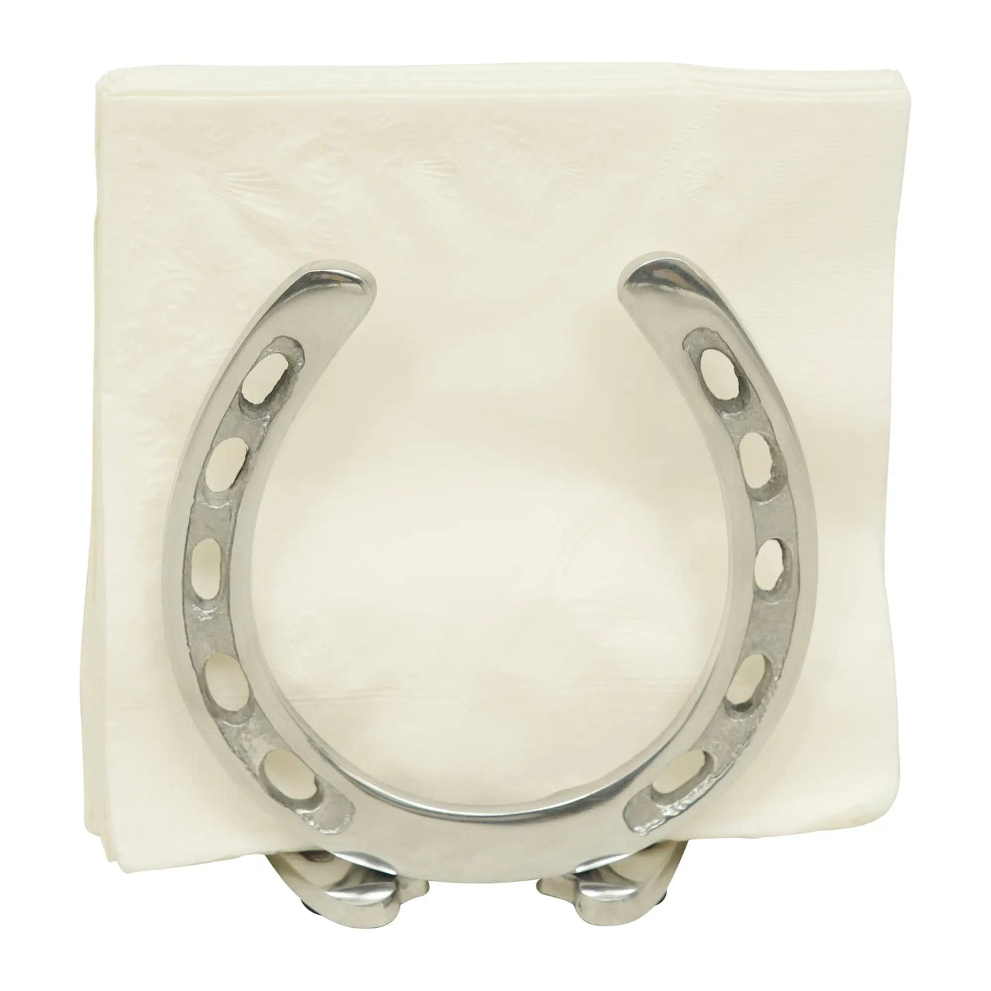 Huntley Horseshoe Napkin Holder, Aluminum Silver Finish