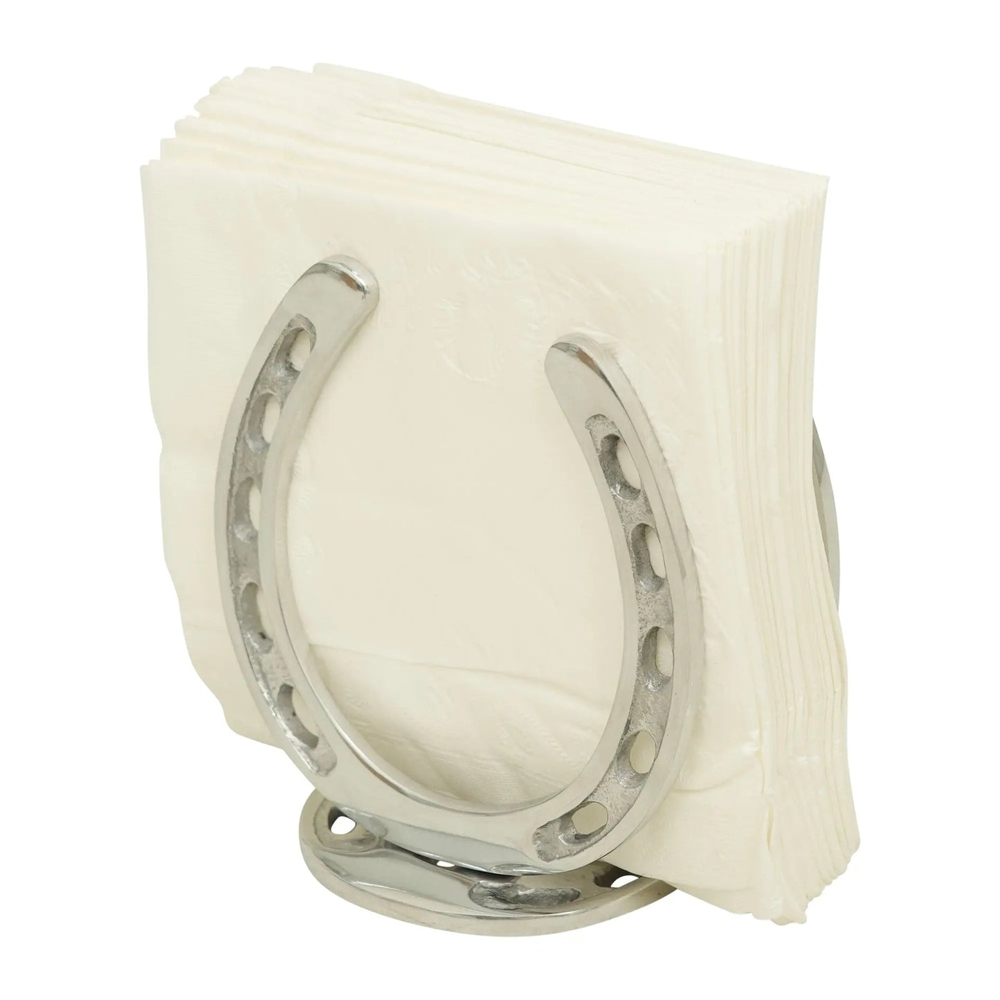 Huntley Horseshoe Napkin Holder, Aluminum Silver Finish