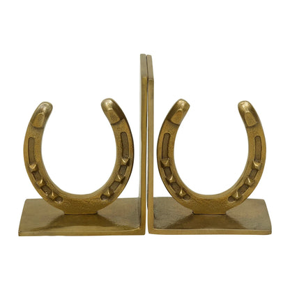 Huntley Horse shoe Bookends, Pair, Brass Antique Finish