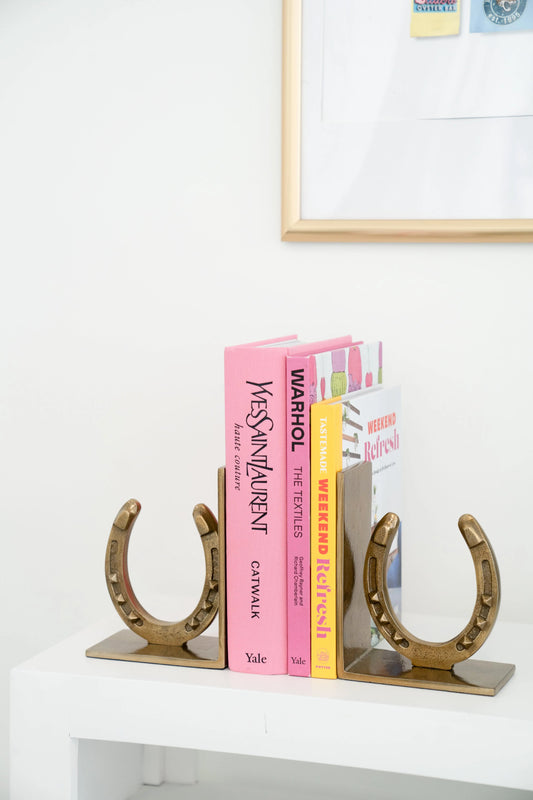 Huntley Horse shoe Bookends, Pair, Brass Antique Finish